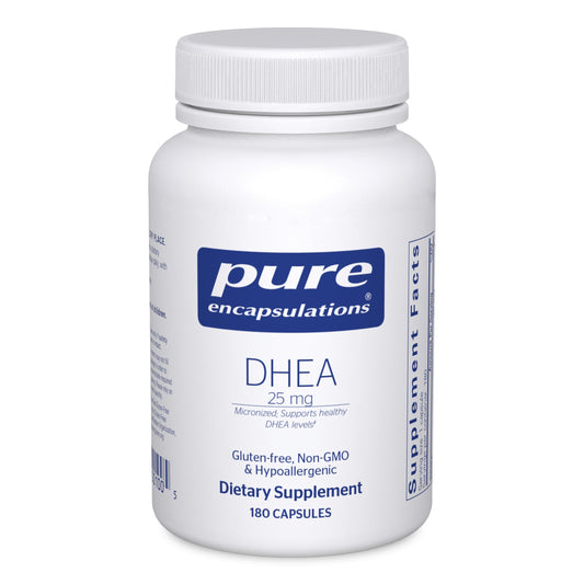 Pure Encapsulations DHEA 25mg micronized capsules in bottle support absorption
