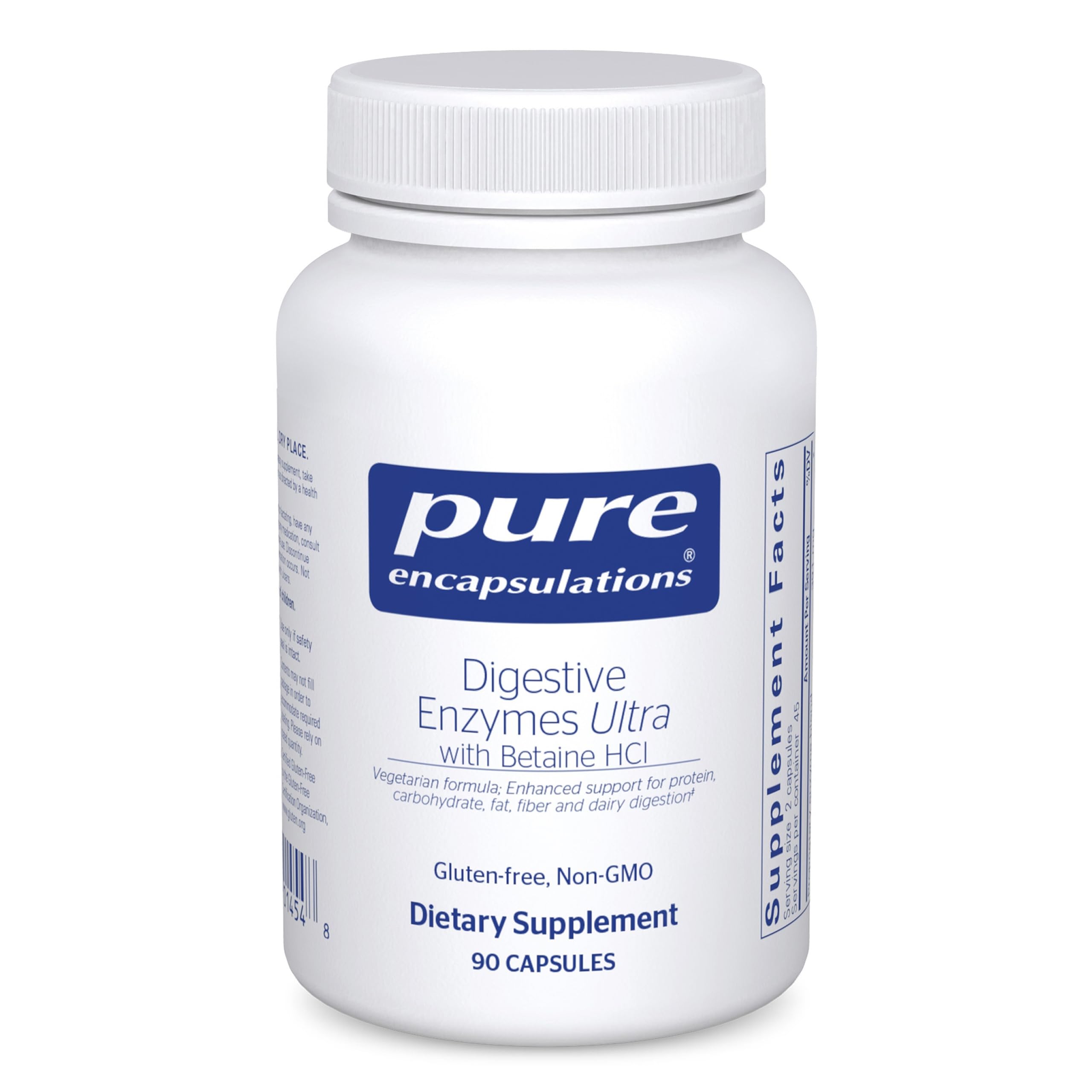Pure Encapsulations Digestive Enzymes Ultra bottle front view showing broad enzyme blend for digestion