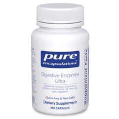 Pure Encapsulations Digestive Enzymes Ultra bottle-pour demonstrates broad spectrum digestion for meals