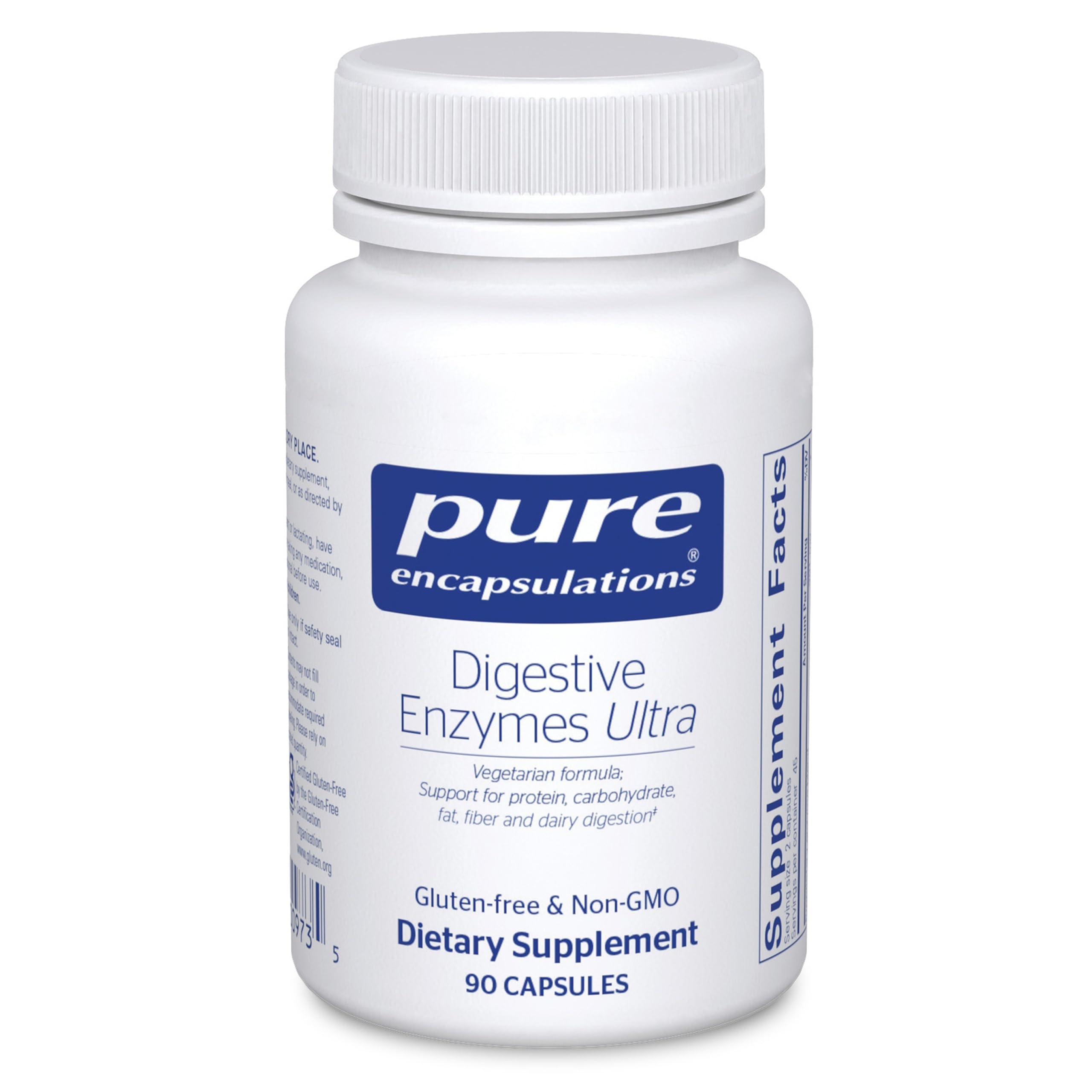 Pure Encapsulations Digestive Enzymes Ultra bottle showing broad-spectrum protein digestion support