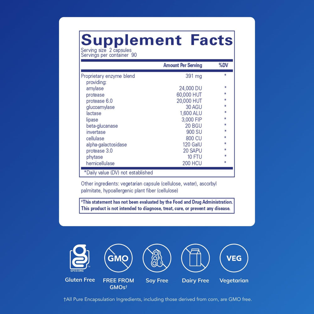 Pure Encapsulations Digestive Enzymes Ultra capsules aid protein and carbohydrate digestion