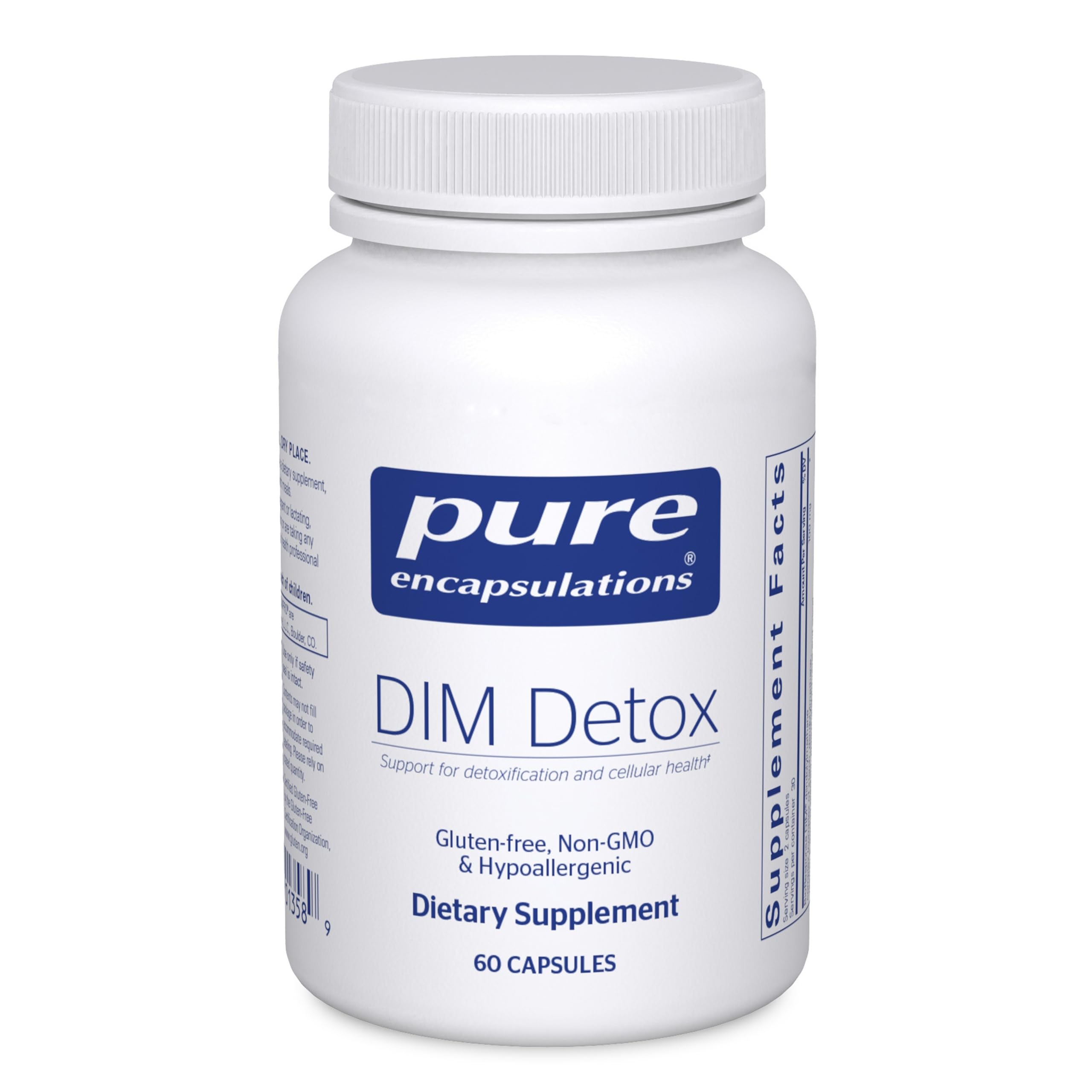 Pure Encapsulations DIM Detox bottle front showing daily detox support.