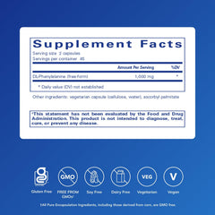 Pure Encapsulations DL-Phenylalanine capsules close-up shows premium ingredients and potency.