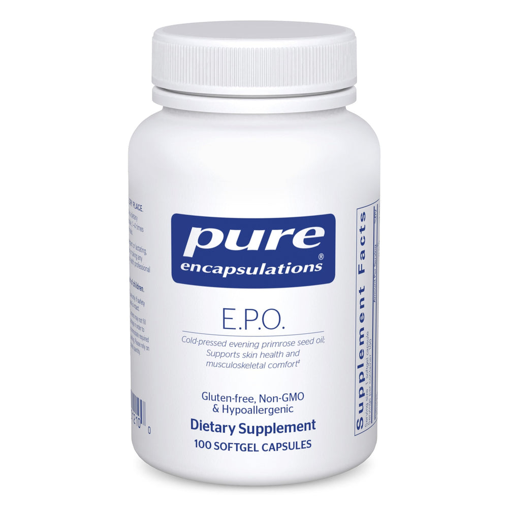 Pure Encapsulations E.P.O. bottle with softgels for healthy skin support