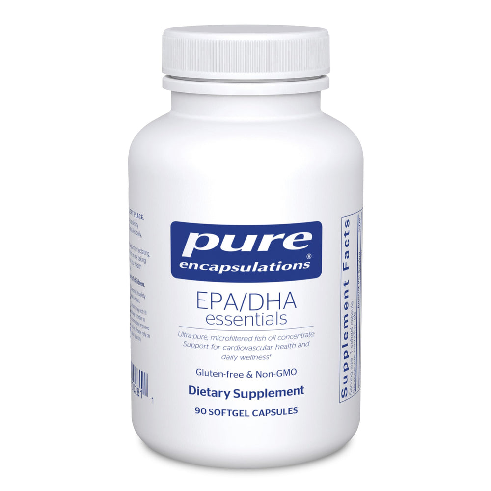 Pure Encapsulations EPA/DHA Essentials bottle front highlighting omega-3 content for heart support