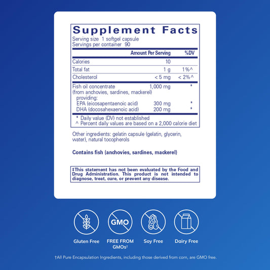 Pure Encapsulations EPA/DHA Essentials softgels pack for daily joint and brain health