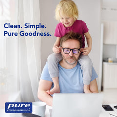 Pure Encapsulations EyeProtect Basics box highlighting key antioxidants and purity standards.