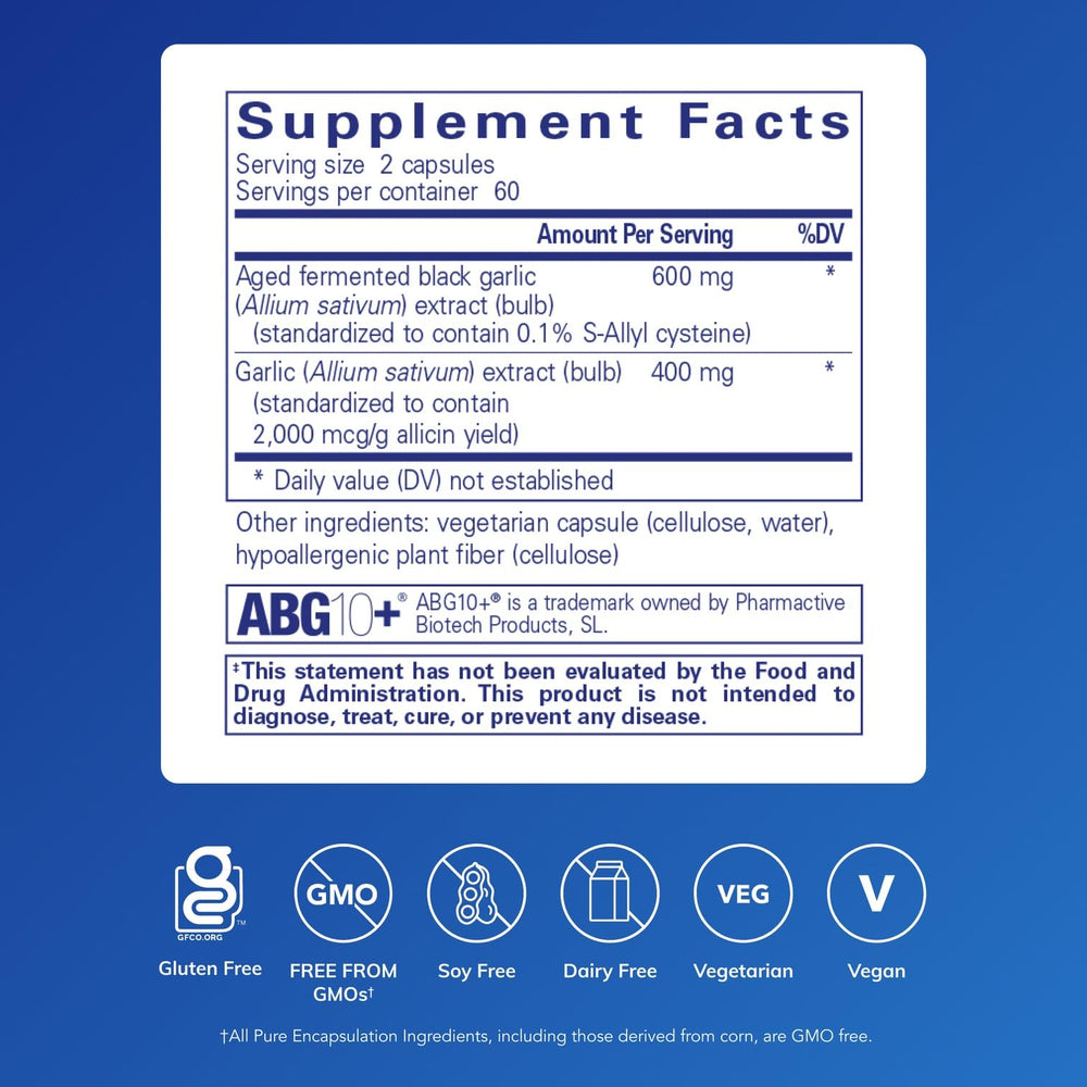 Pure Encapsulations Garlic Complex capsules ready for everyday immune health routines.