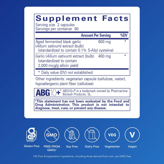 Pure Encapsulations Garlic Complex capsules ready for everyday immune health routines.