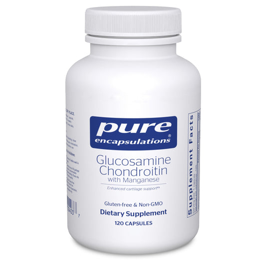 Pure Encapsulations Glucosamine Chondroitin with Manganese bottle front showing joint support.