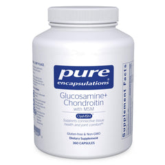 Pure Encapsulations glucosamine chondroitin msm bottle front for joint health support