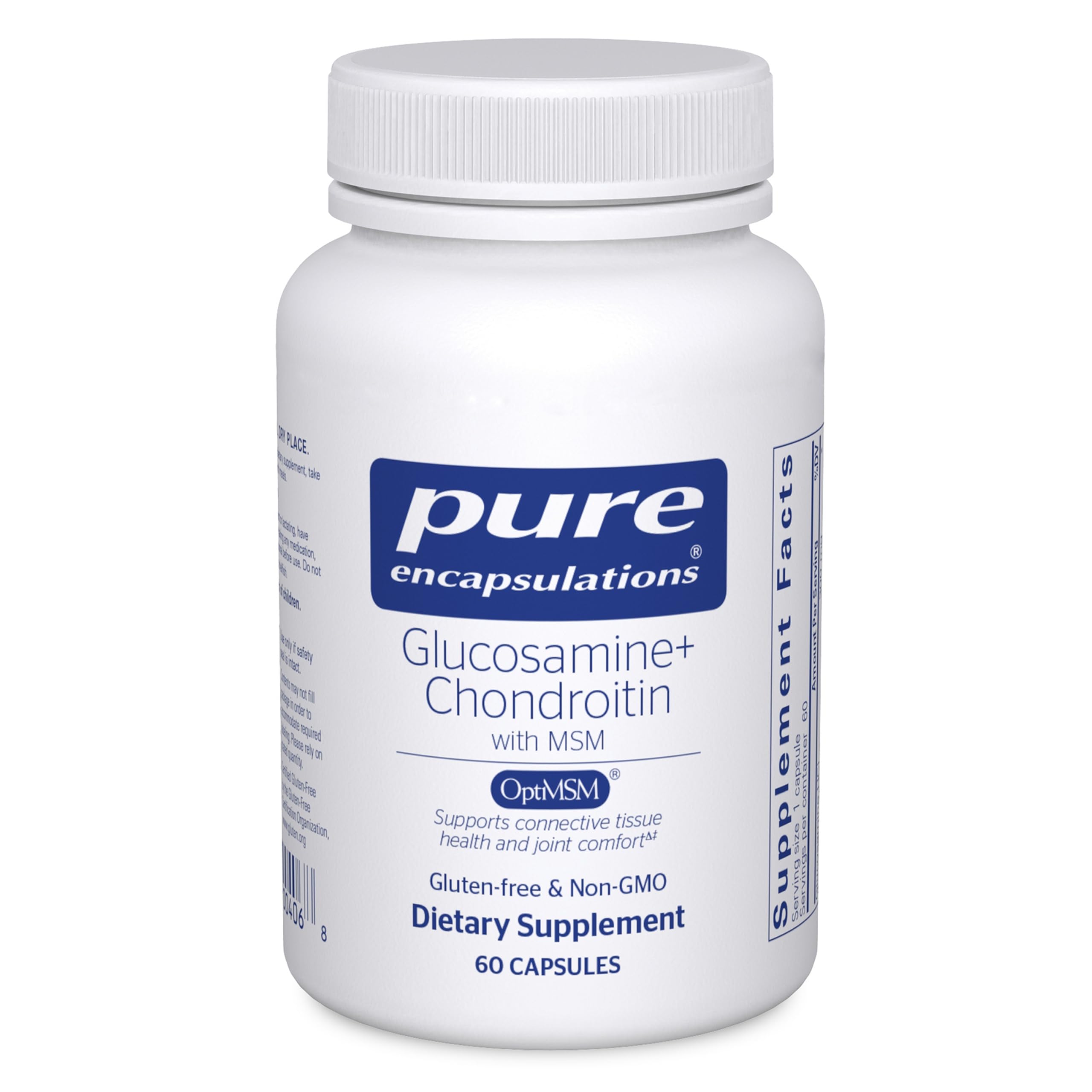 Pure Encapsulations glucosamine chondroitin with MSM bottle highlights joint support