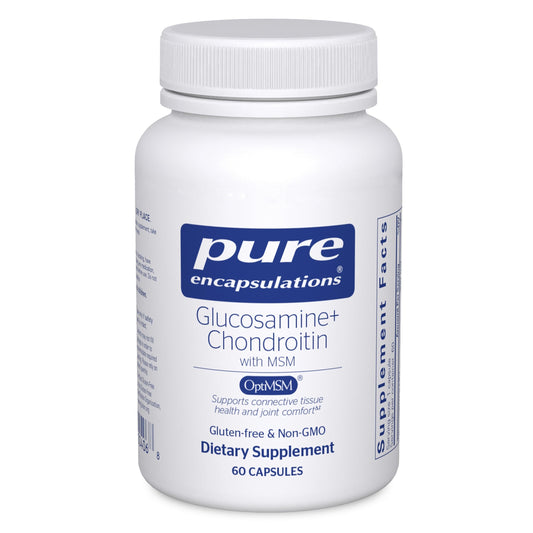 Pure Encapsulations glucosamine chondroitin with MSM bottle highlights joint support