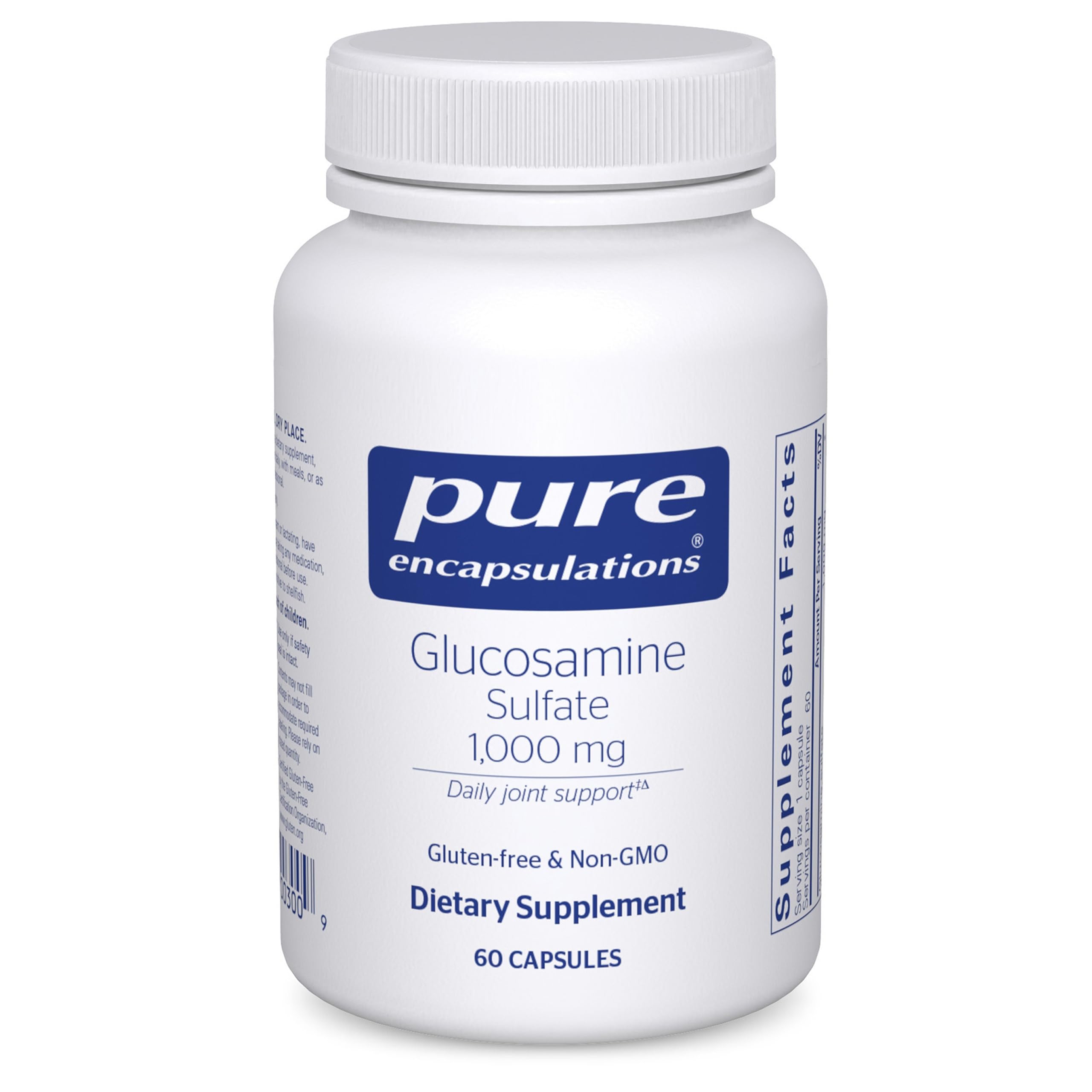 Pure Encapsulations Glucosamine Sulfate 1000 mg bottle supports joints and cartilage health