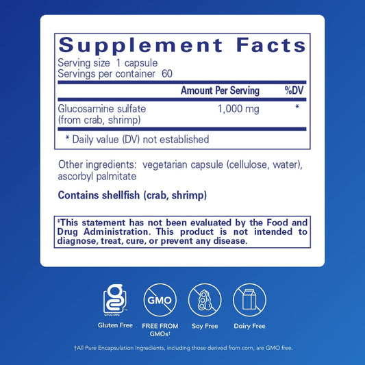 Glucosamine sulfate capsules shown for easy daily intake and tissue support
