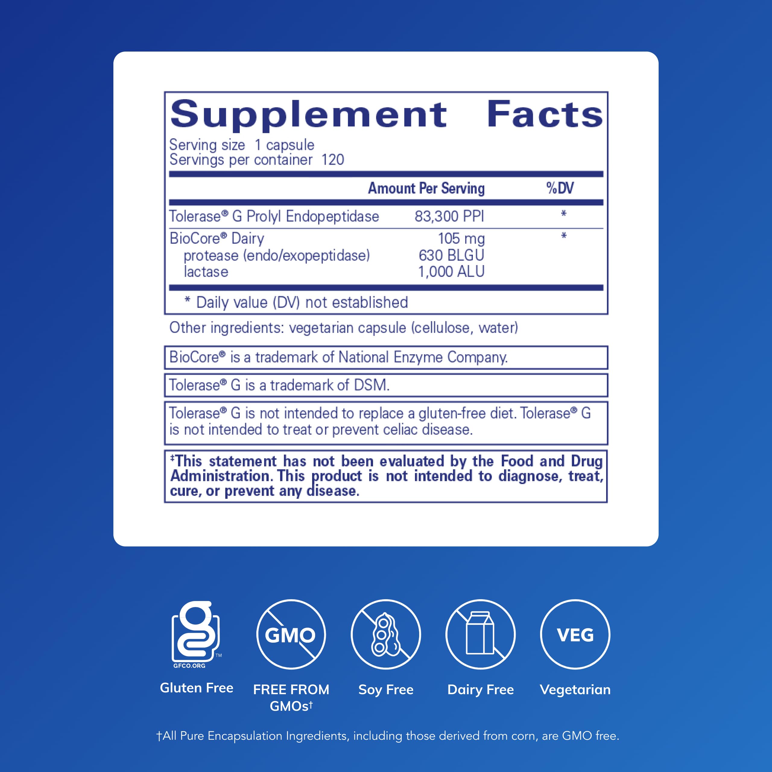 Pure Encapsulations Gluten/Dairy Digest capsules offer convenient GI comfort.