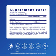 Pure Encapsulations Glycine capsules close-up showing smooth texture for nighttime use
