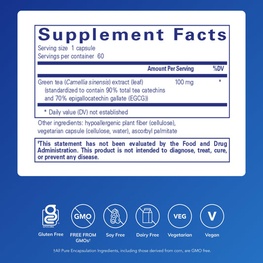 Pure Encapsulations Green Tea Extract capsules ready for daily antioxidant use