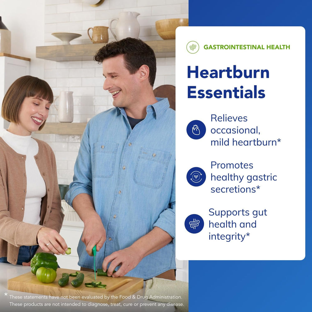 Pure Encapsulations Heartburn Essentials label close-up highlighting allergen-free ingredients.