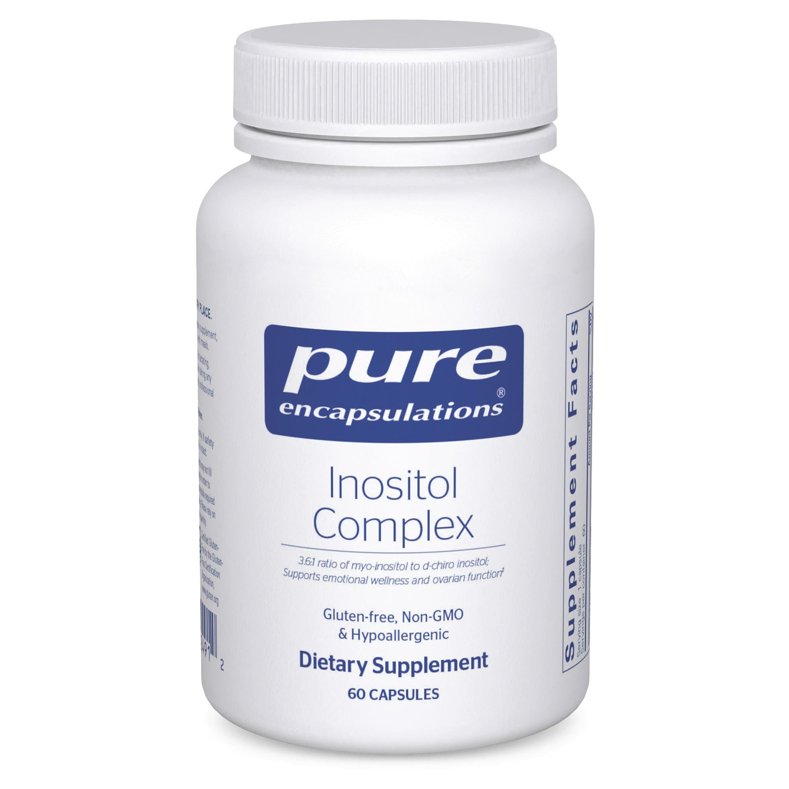 Pure Encapsulations Inositol Complex bottle-front showing premium packaging for energy and wellness support