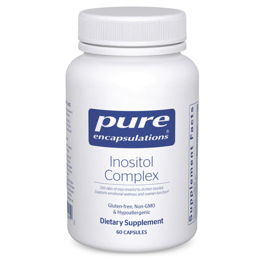 Pure Encapsulations Inositol Complex bottle-front showing premium packaging for energy and wellness support