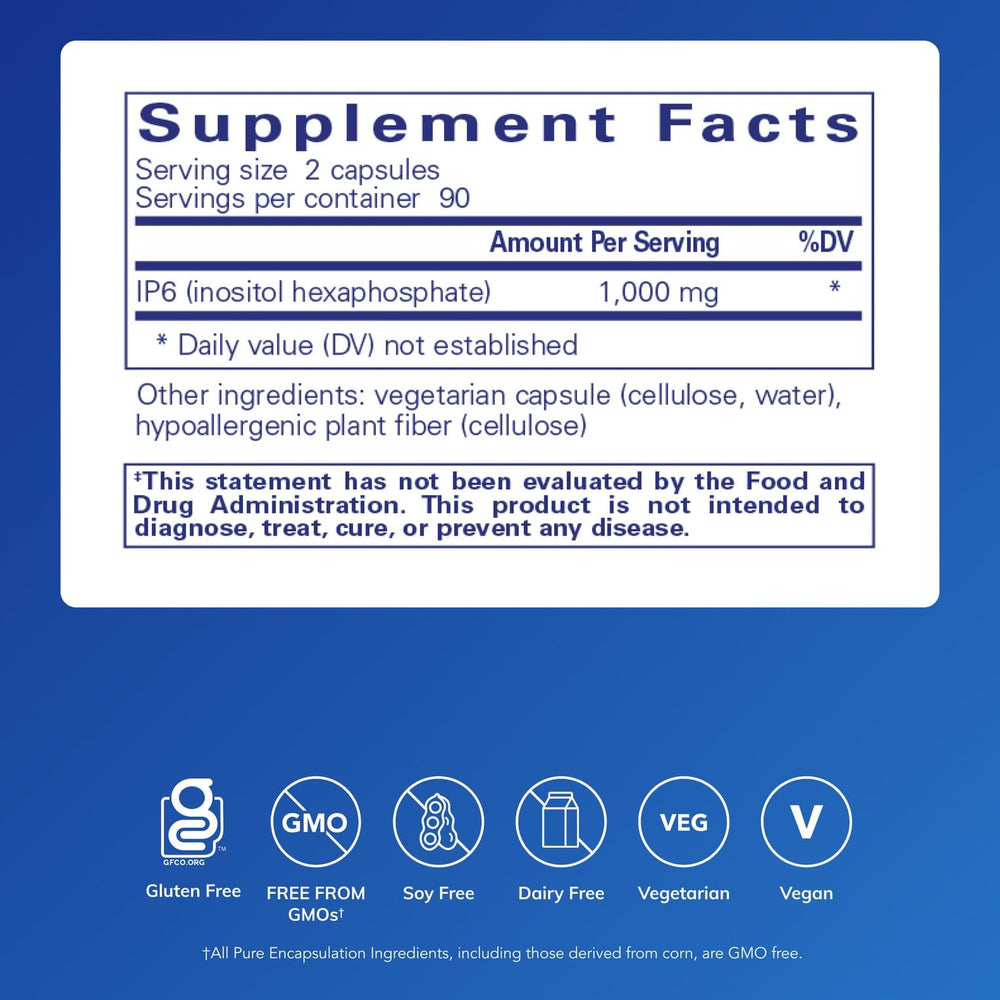 Close up of Pure Encapsulations IP6 capsules for easy daily supplementation