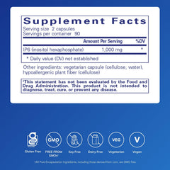 Close up of Pure Encapsulations IP6 capsules for easy daily supplementation