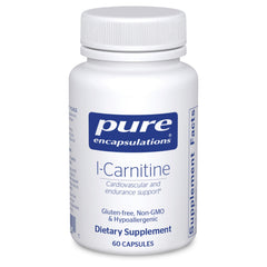 Pure Encapsulations L-Carnitine bottle shown, supporting energy metabolism and everyday endurance.