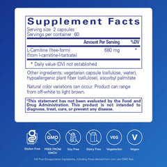 Pure Encapsulations L-Carnitine capsules-closeup for easy daily endurance support.
