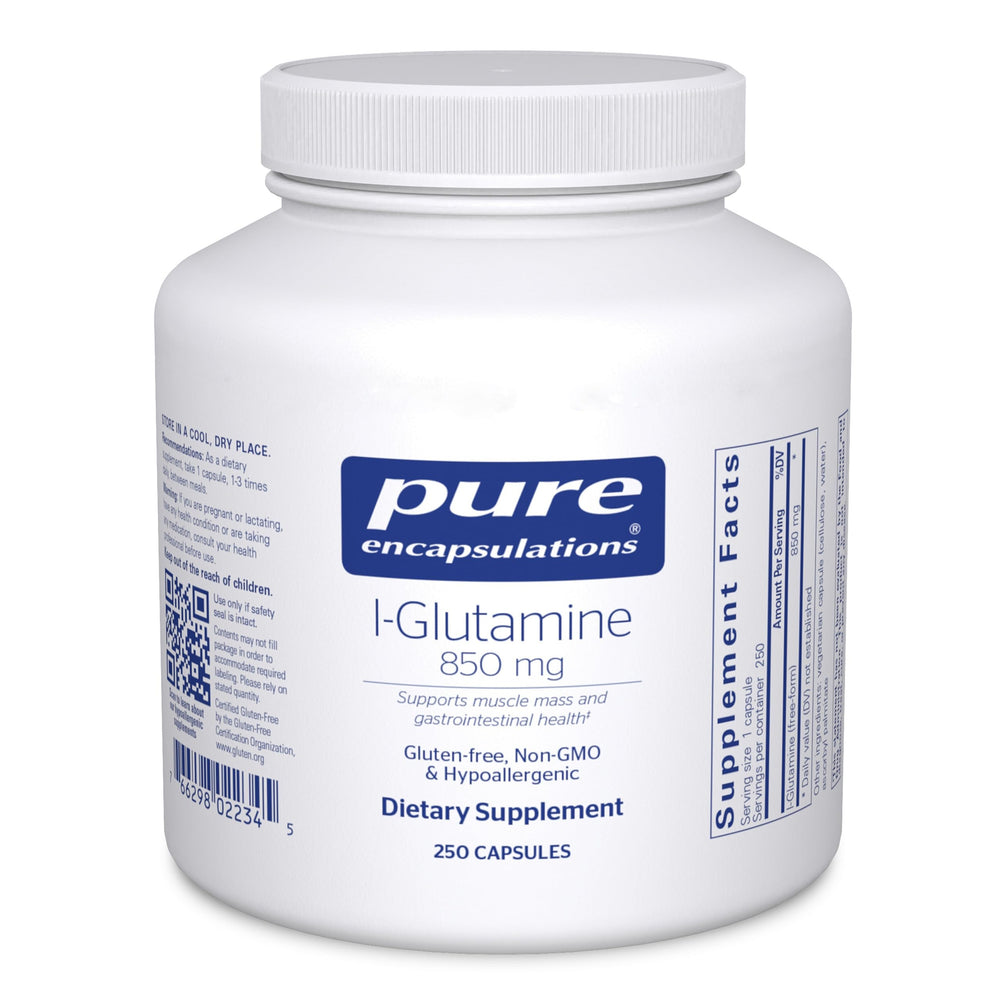 Pure Encapsulations L-Glutamine 850 mg bottle supports gut lining health