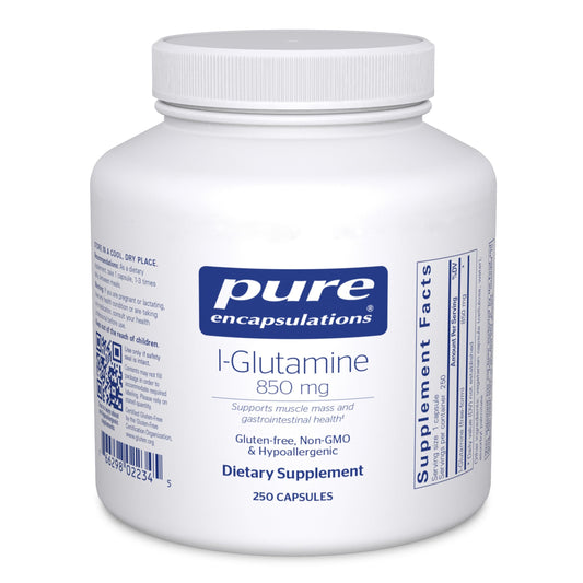 Pure Encapsulations L-Glutamine 850 mg bottle supports gut lining health
