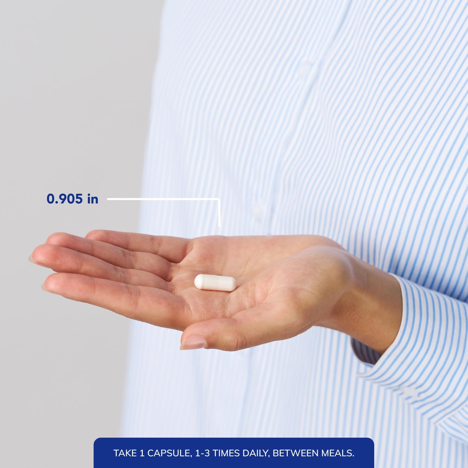Back view of the L-Glutamine bottle detailing dosage for daily immune and gut support.