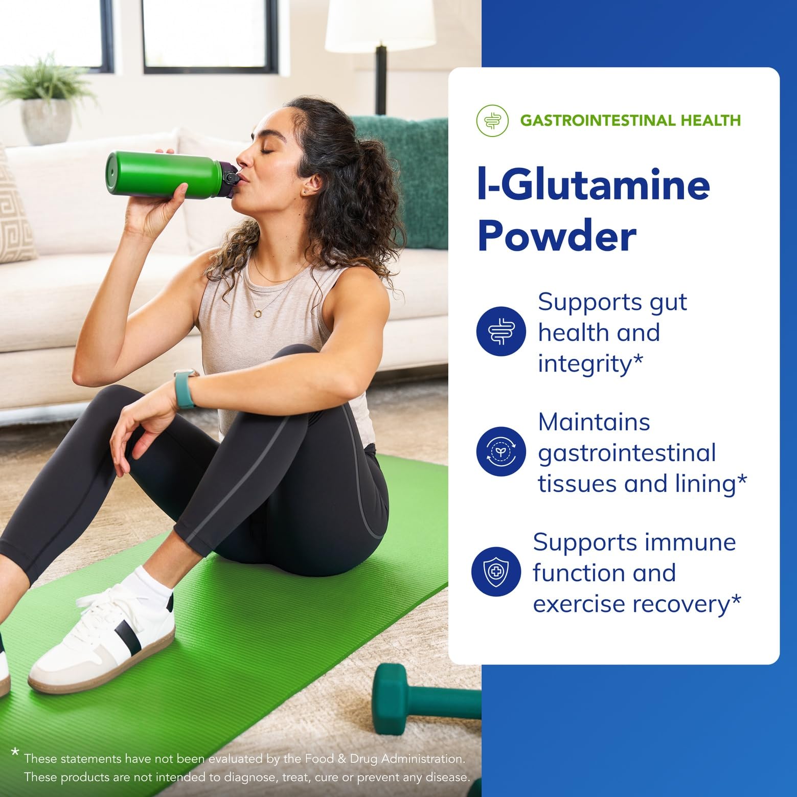 Pure Encapsulations L-Glutamine powder label close-up shows clean formulation