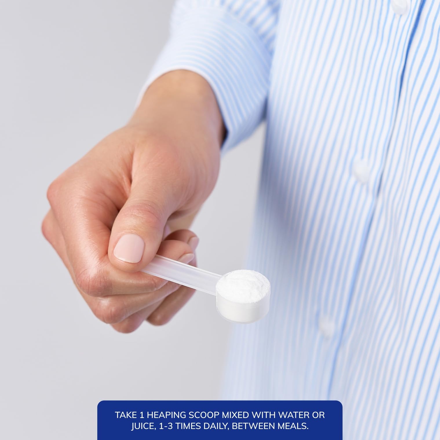 Pure Encapsulations L-Glutamine powder pouring into glass for daily use
