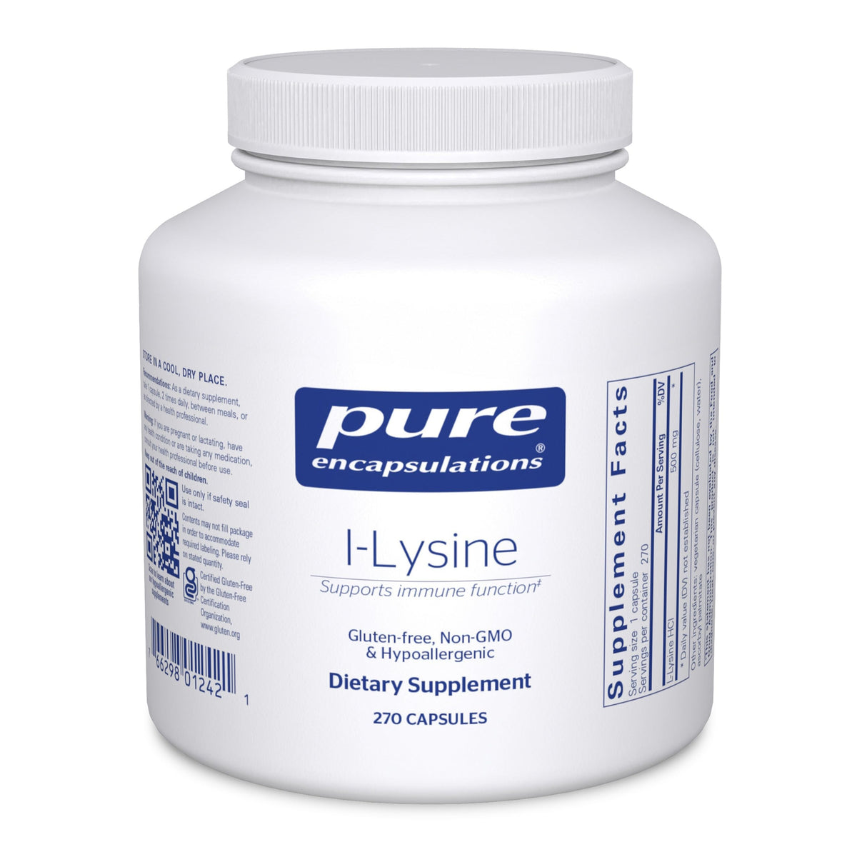 Pure Encapsulations L-Lysine capsules ready for daily immune support