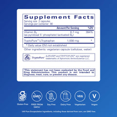 Pure Encapsulations L-Tryptophan capsules on a surface ready for bedtime use