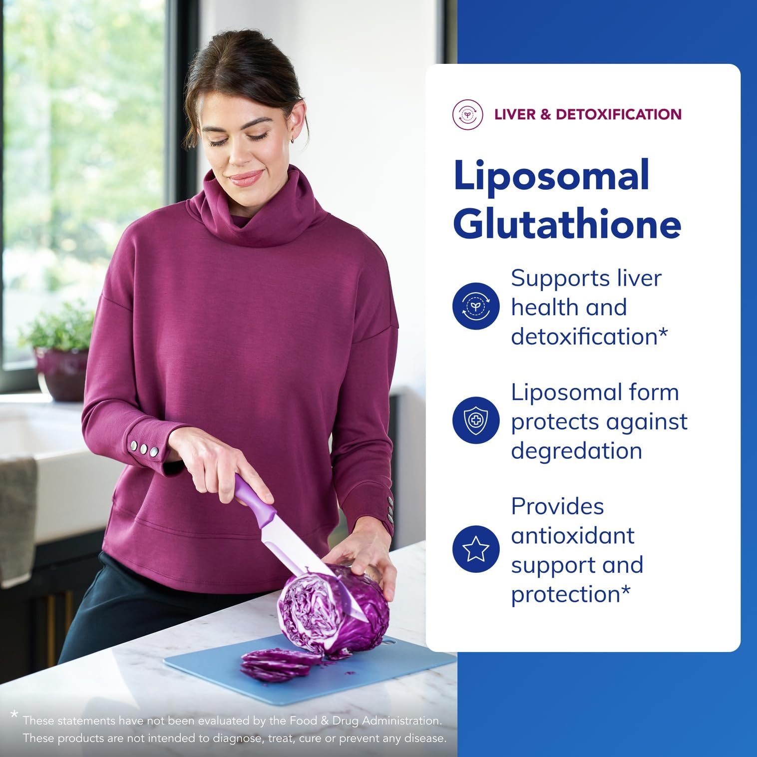 Pure Encapsulations Liposomal Glutathione label closeup highlighting Setria formula