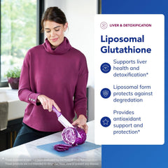 Pure Encapsulations Liposomal Glutathione label closeup highlighting Setria formula
