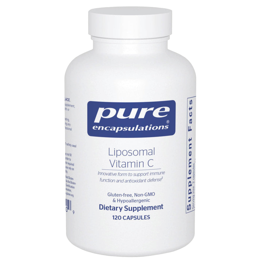 Pure Encapsulations Liposomal Vitamin C bottle for daily immune support.