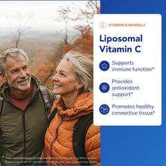 Label on Pure Encapsulations Liposomal Vitamin C highlighting non-GMO vegan formulation.