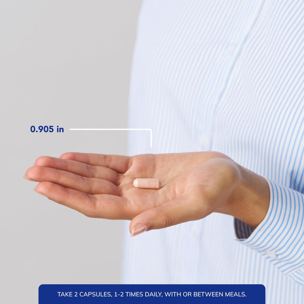 Pour-out shot of Pure Encapsulations Liposomal Vitamin C bottle indicating dosage.