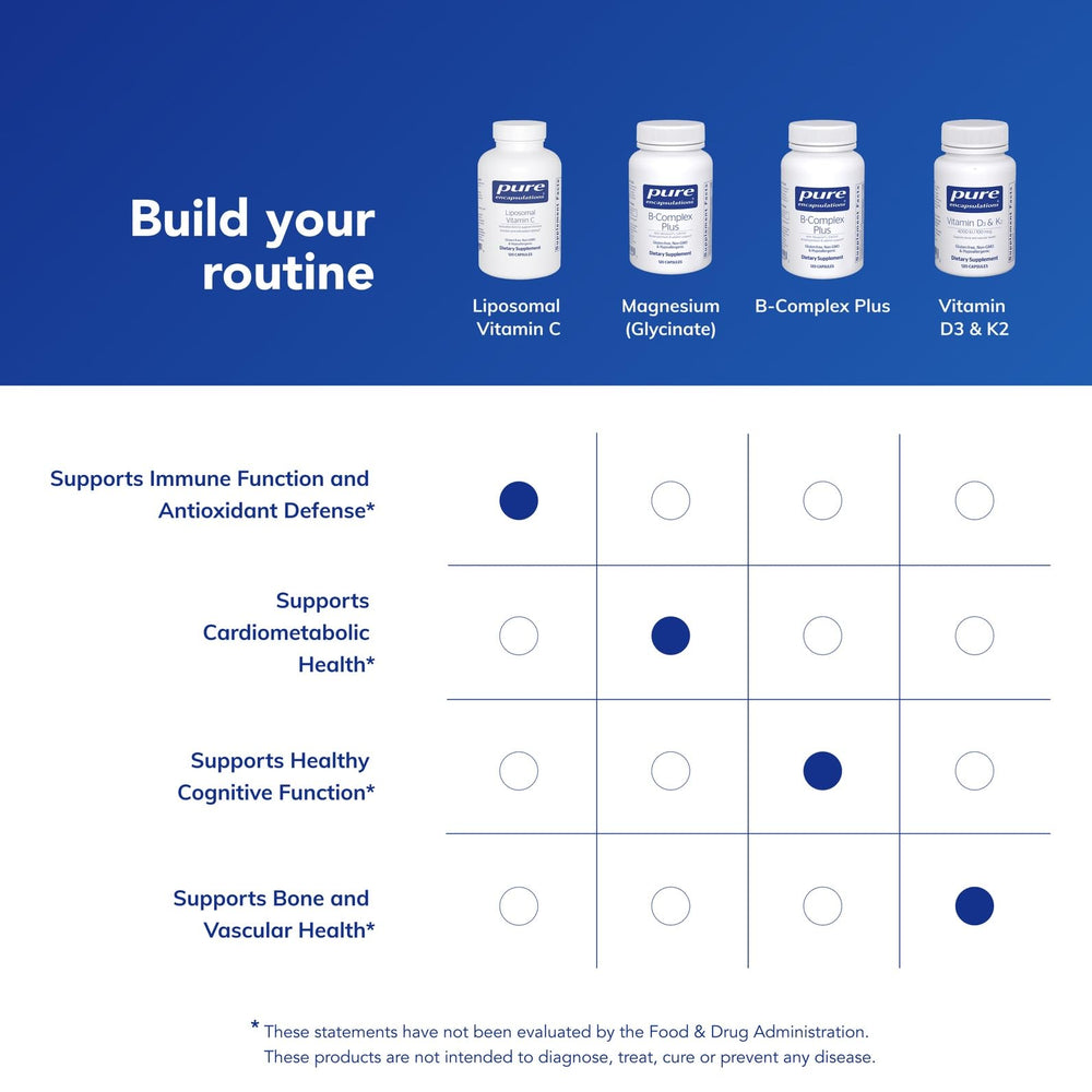 Vegan and non-GMO certification label shown with Pure Encapsulations Liposomal Vitamin C.