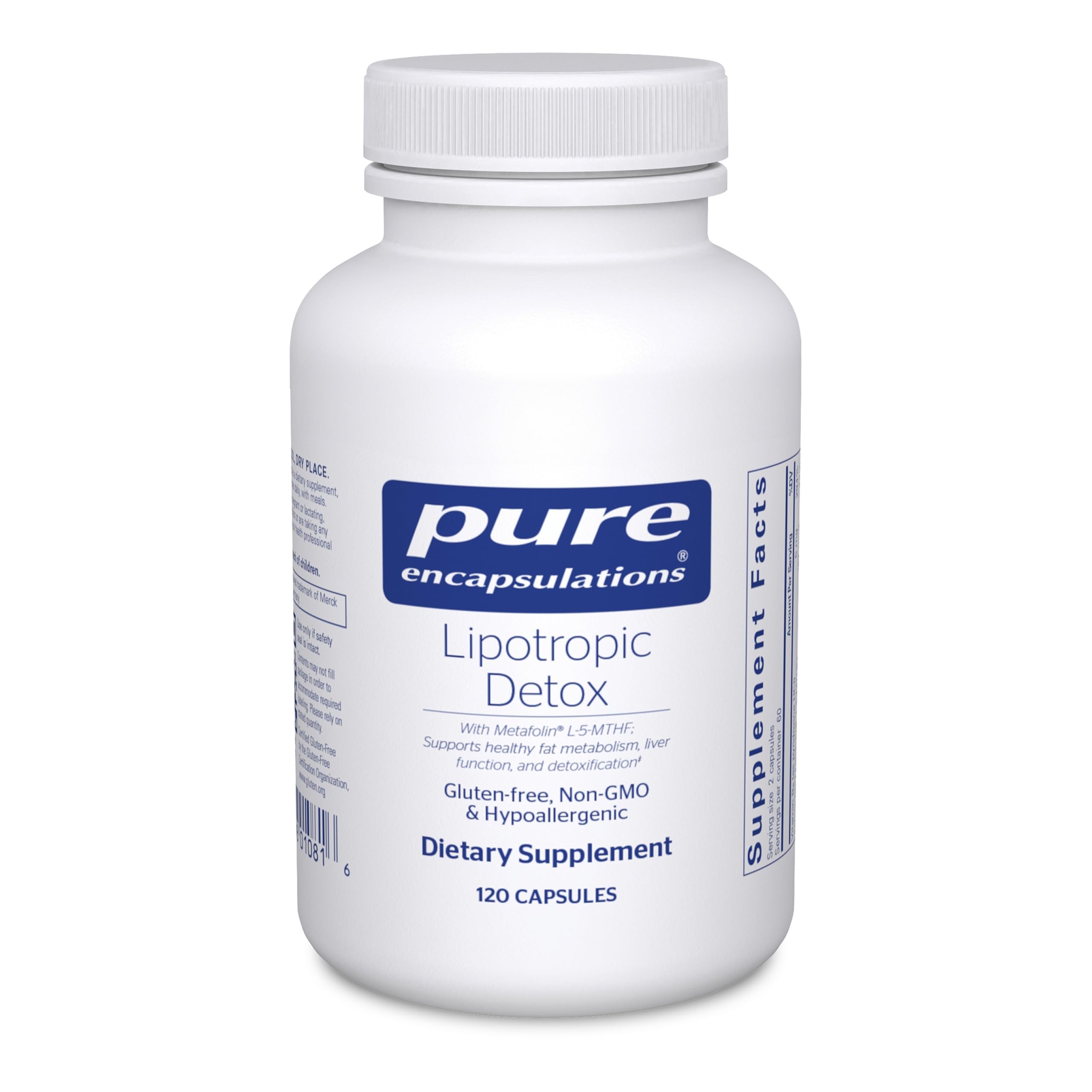 Pure Encapsulations Lipotropic Detox bottle front signaling detox support for liver health
