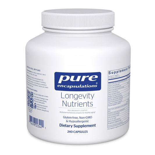 Pure Encapsulations Longevity Nutrients bottle front, healthy aging support
