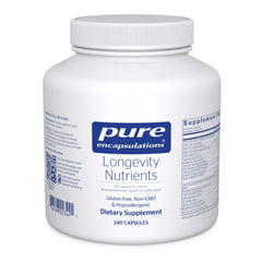 Pure Encapsulations Longevity Nutrients bottle front, healthy aging support