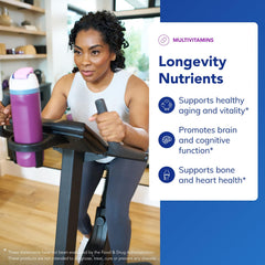 Longevity Nutrients label closeup highlighting allergen-free, pure quality formulation