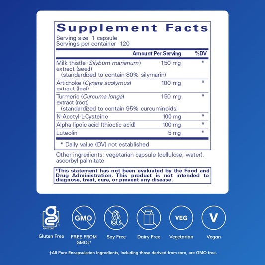Pure Encapsulations LVR Formula capsules close-up, showcasing an easy-to-swallow supplement form.