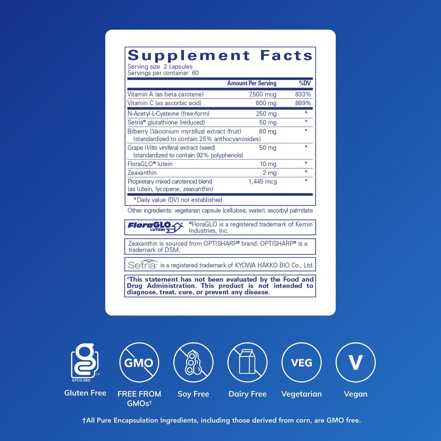 Close-up of Macular Support Formula capsules showing clean, pure ingredients.