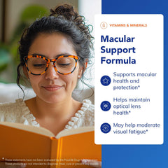 Pure Encapsulations Macular Support label close-up showing lutein and zeaxanthin.