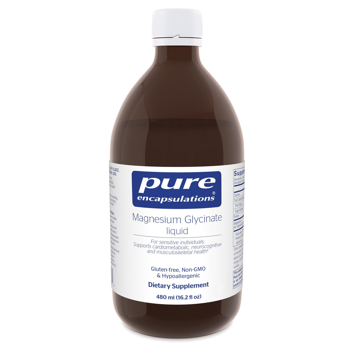 Pure Encapsulations Magnesium Glycinate Liquid bottle supports bone health and heart wellness.